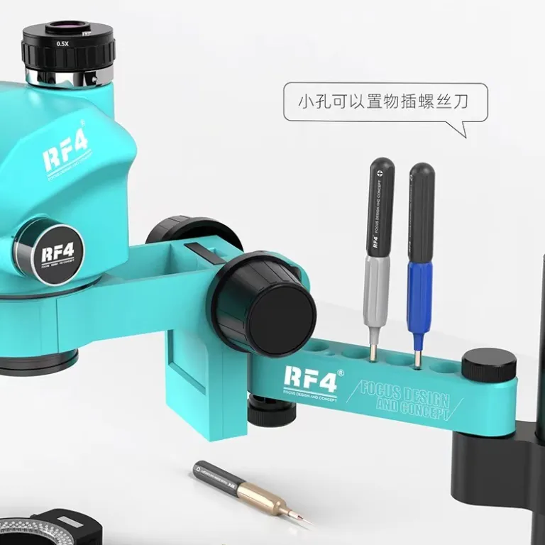 RF47050pro میکروسکوپ با بزرگنمایی بالا برای تعمیر مادربرد موبایل، میکروسکوپ HD با زوم پیوسته دو بازویی