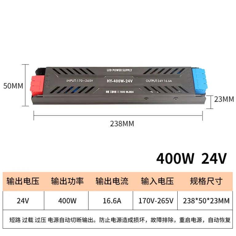 منبع تغذیه سوئیچینگ فوق‌باریک با رزین 24V منبع تغذیه جعبه نور درایور LED ولتاژ پایین برای نوار LED و چراغ خطی ریلی