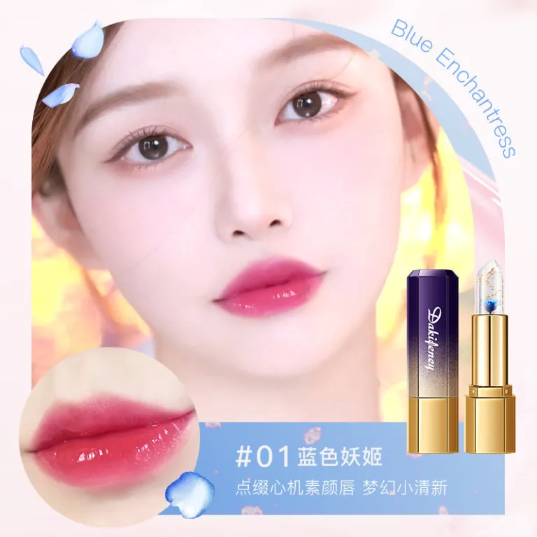 رژ لب تغییر رنگ ژله‌ای گلبرگ دیجیفولون مرطوب‌کننده ترمیم‌کننده لب‌های ترک‌خورده بدون رنگ پریدگی و بدون انتقال