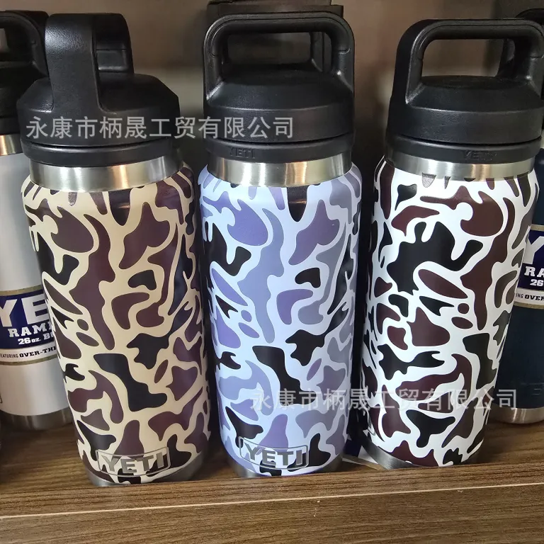 304 قمقمه استیل ضدزنگ YETI با دو درب و دسته، ظرفیت بالا، مناسب فضای باز و قابل حمل 36oz