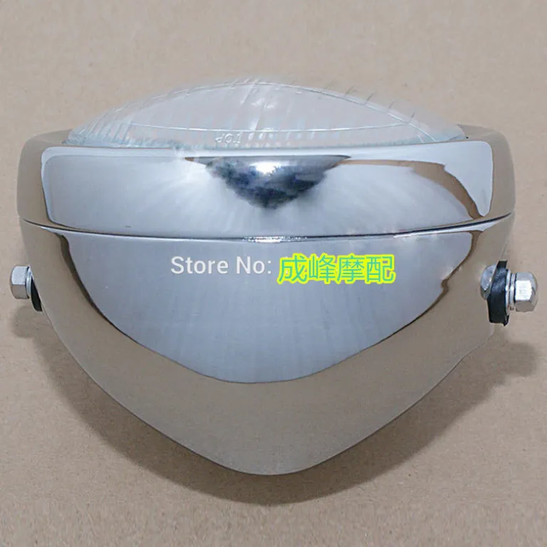 GN125 چراغ جلوی رترو CG125 چراغ بزرگ رترو قابل تغییر برای موتورسیکلت چراغ نور بالا و پایین گرد مشکی آبکاری شده