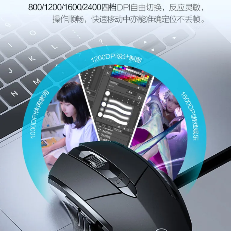 ماوس بی‌سیم بلوتوثی سه‌حالته INPHIC اینفیک F1S PM6 شارژی بی‌صدا مناسب کارهای اداری، بازی و کامپیوتر