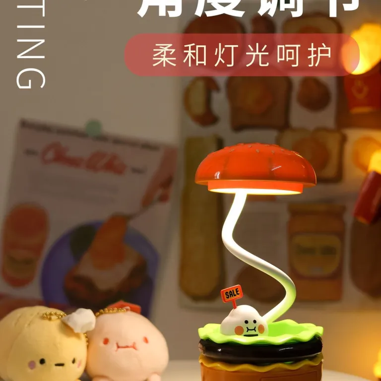 چراغ خواب همبرگری خلاقانه LED شارژی کنار تخت مخصوص کودکان با مدادتراش و محفظه، چراغ رومیزی هدیه