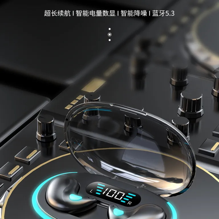 X55 هدفون بلوتوثی مخفی خواب هدایت استخوانی مینیاتوری با حذف نویز، نمایشگر دیجیتال و باتری فوق‌طولانی، رنگ ماکارونی