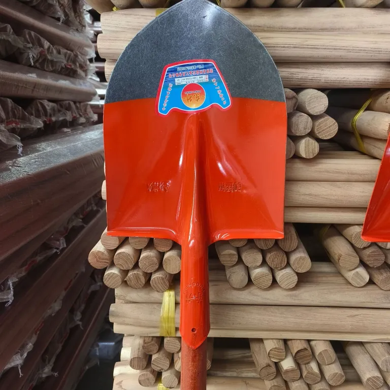بیل فولادی منگنزی عمده، بیل کشاورزی، بیل آهنی خانگی ضخیم، بیل زغال‌سنگ بزرگ با دسته چوبی، نوک‌تیز و تخت
