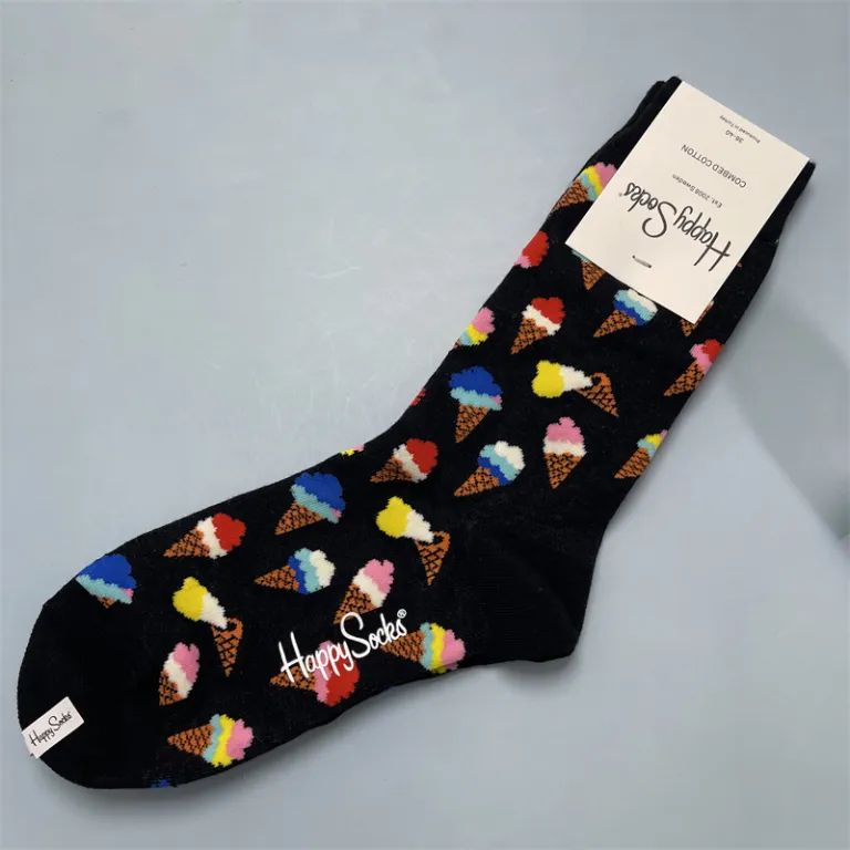 جوراب زنانه رنگارنگ HappySocks طرح کارتونی بامزه مدل اینستاگرامی نیمه‌ساقه بیرونی خیابانی