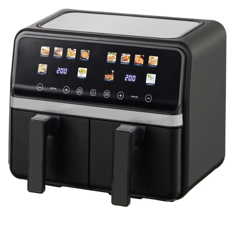 سرخ‌کن بدون روغن دو مخزنه خانگی Air Fryer با ظرفیت بزرگ، چندکاره و قابل مشاهده، هوشمند و مناسب صادرات