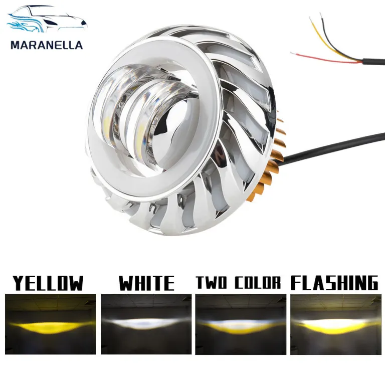 چراغ جلو LED یونیورسال خودرو و موتورسیکلت با لنز دوبل، فلاشر، چشم فرشته و چشم شیطان