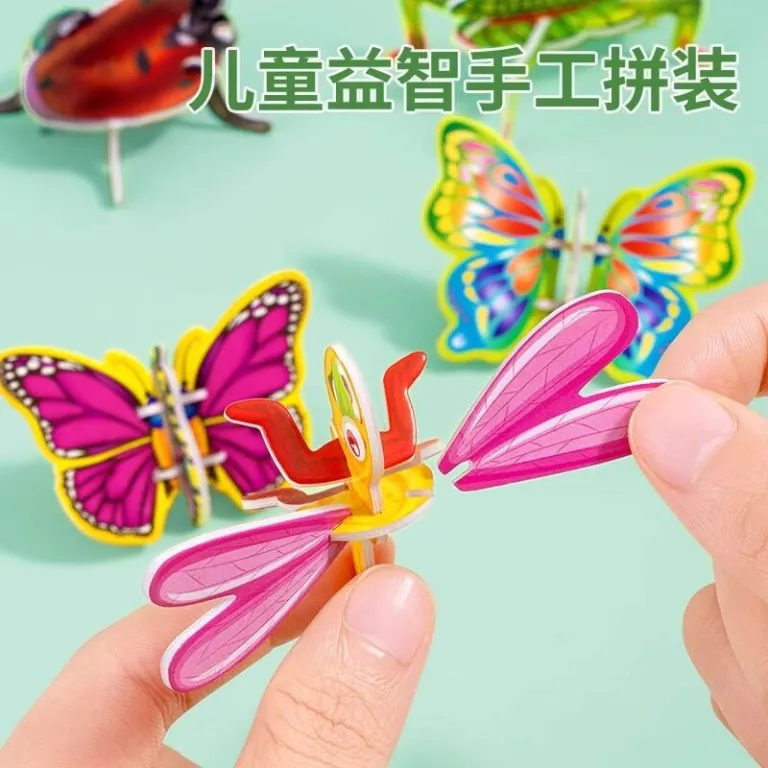 3D پازل سه‌بعدی حشرات جذاب، اسباب‌بازی خلاقانه DIY کودکان، کارت‌های آموزشی مهدکودک برای کاردستی و سرگرمی فکری