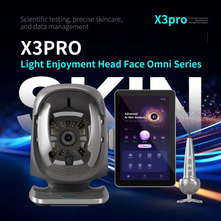 دستگاه آنالیز هوشمند پوست X3pro Xingce برون‌مرزی، آینه جادویی آنالیز UV، رطوبت و طیف سنجی پوست سر و صورت