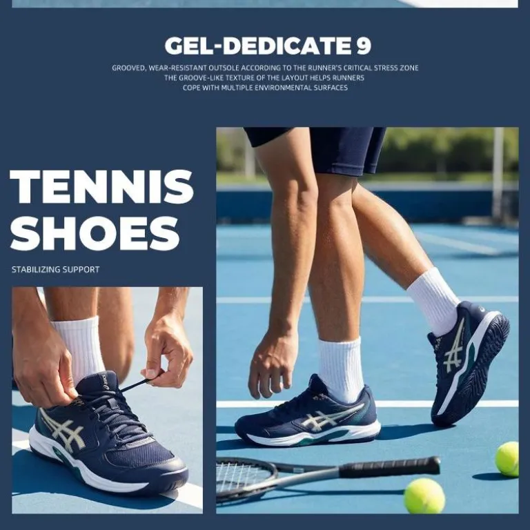 کفش مردانه ASICS GEL-DEDICATE 9 راحت و ضربه‌گیر برای فعالیت‌های بیرونی و تنیس