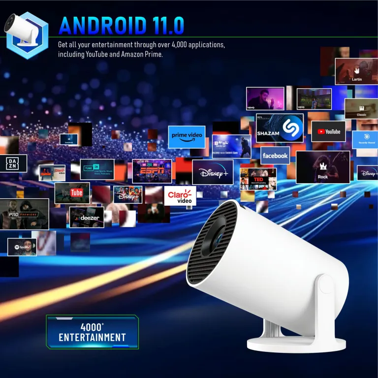 ویدئو پروژکتور قابل حمل مینی فوق کوتاه برد هوشمند با کیفیت Full HD اصلی HY300Pro + اندروید هوشمند H726 پرفروش صادراتی