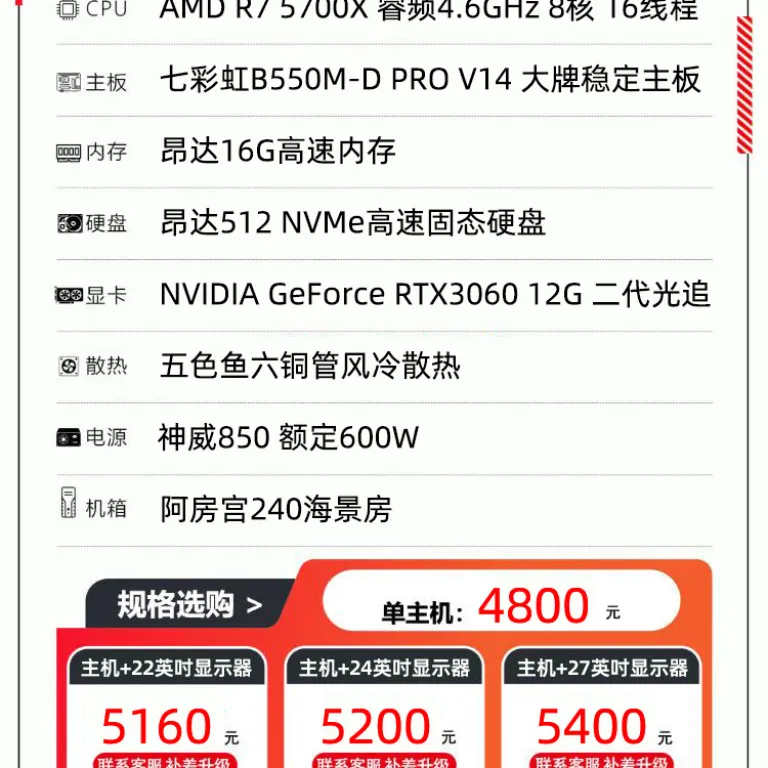 i5 14400F/RTX5060 کیس گیمینگ پانوراما کامپیوتر رومیزی خانگی اداری اسمبل شده