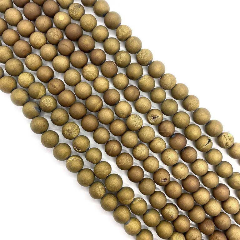 مهره گرد عقیق آبکاریشده 6/8/10mm مهره سنگی مات عمده برای ساخت زیورآلات و دستبند باروک