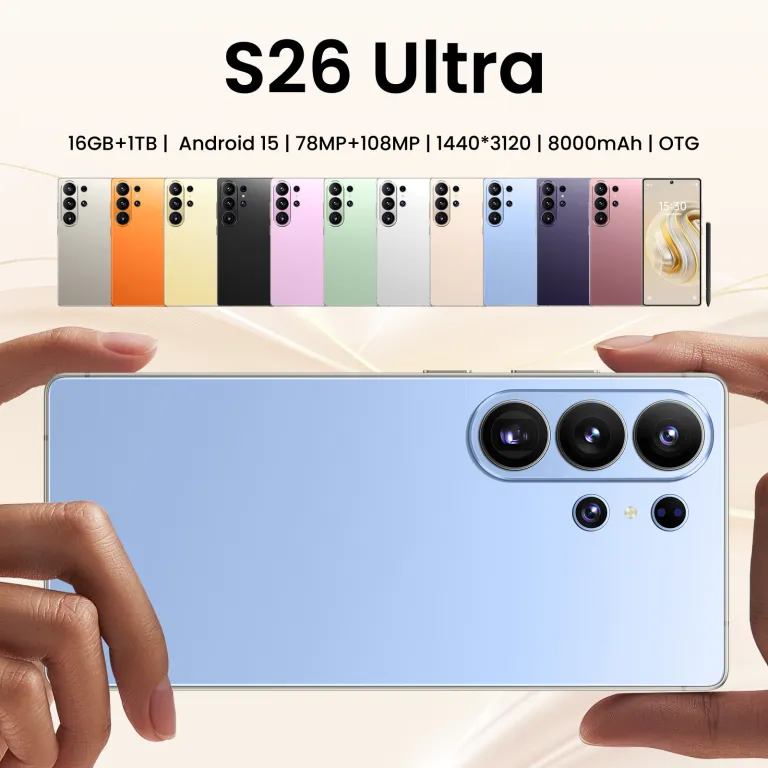 گوشی هوشمند جدید s26 ultra نسخه جهانی 5G اندروید یکپارچه 16+1 پرفروش عمده فروشی برون‌مرزی تیک‌تاک