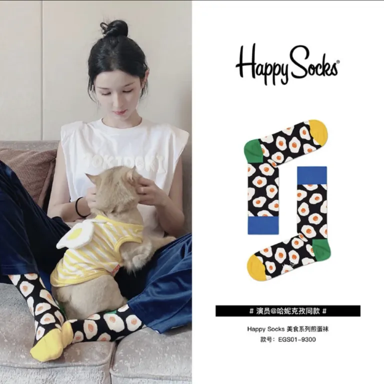 جوراب زنانه رنگارنگ HappySocks طرح کارتونی بامزه مدل اینستاگرامی نیمه‌ساقه بیرونی خیابانی
