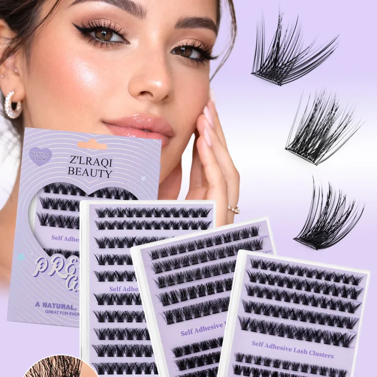 مژه مصنوعی بدون چسب آمازون، ست مژههای تکه‌ای فر و پرپشت DIY کراس‌بردر cluster lashes