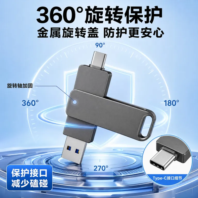 فلش مموری چرخان فلزی type-c فلش پرسرعت usb3.032g فلش مموری otg16g دوکاره گوشی و کامپیوتر خودرویی