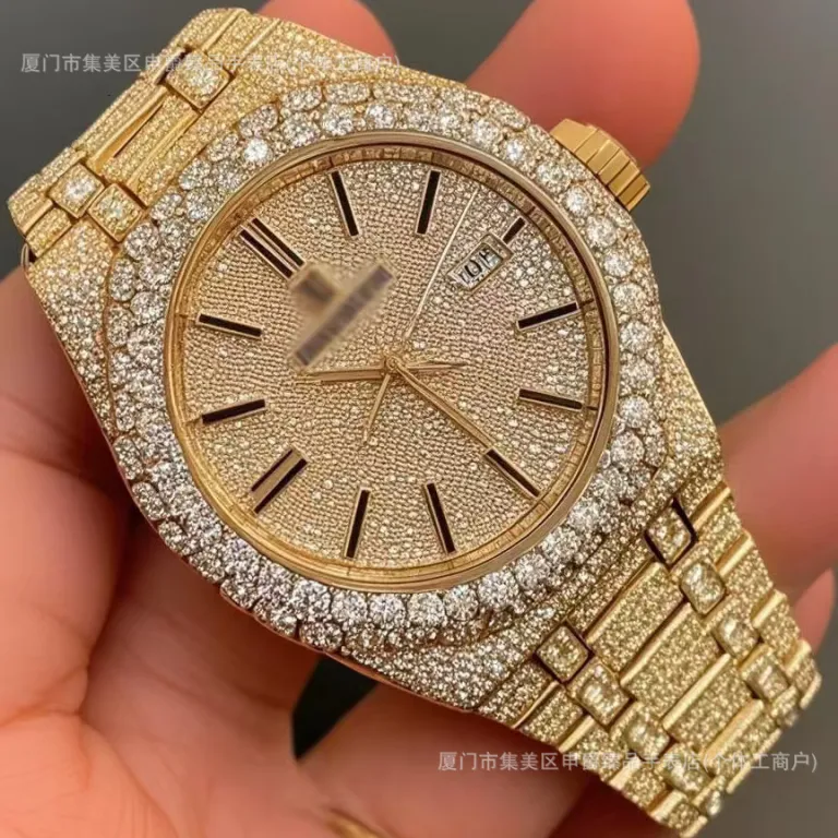 2025 ساعت مردانه باکیفیت تمام الماس AP، پرفروش در Dunhuang و AliExpress، شیک و مد روز، موتور کوارتز، عرضه مستقیم از کارخانه