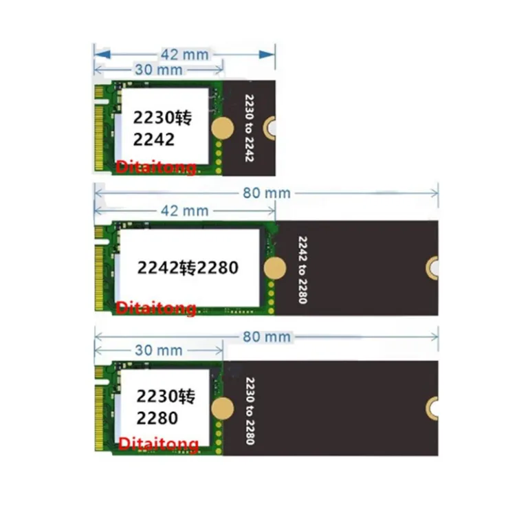M.2 MVNE NGFF SSD 2230 به 2242 به 2280 براکت افزایش طول درایو حالت جامد برد/کارت تبدیل
