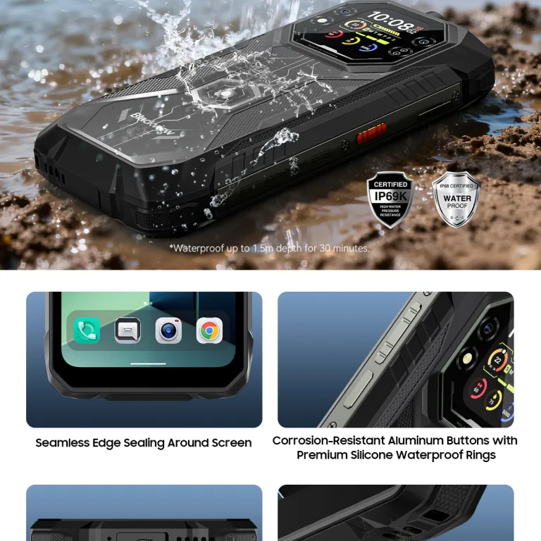 گوشی هوشمند سه‌محافظ سری Blackview ROcK نسل 1 با نمایشگر ثانویه بزرگ، تحویل هنگ کنگ