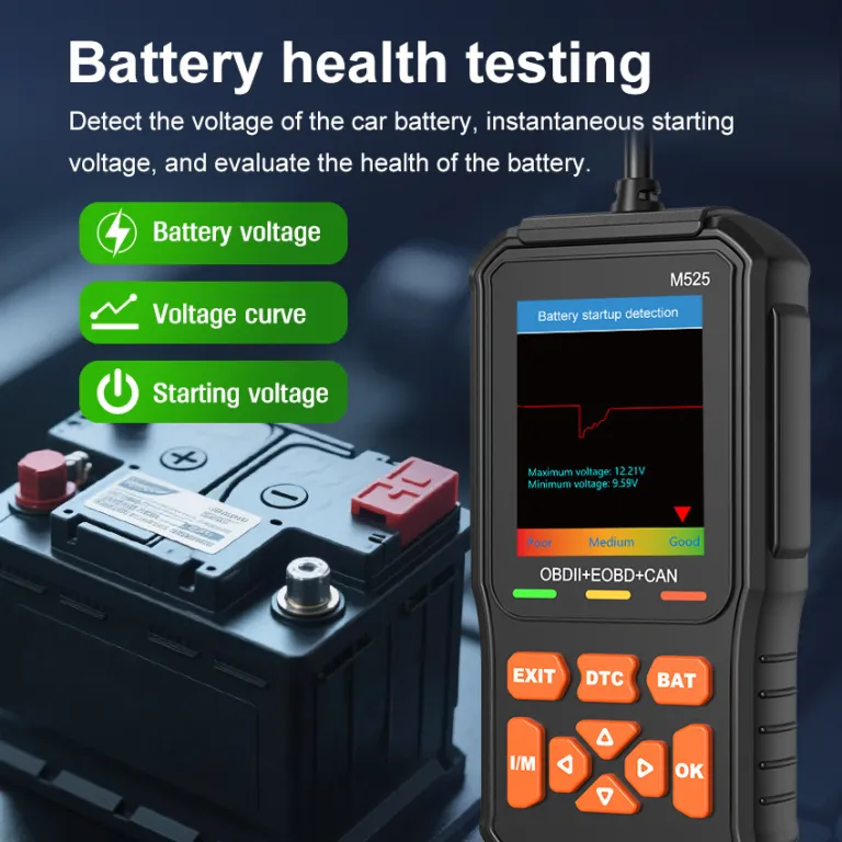 OBD2 تستر باتری خودرو M525 دستگاه عیبیاب خودرو دستگاه تشخیص خطای خودرو رمزگشا محصول صادراتی باکیفیت