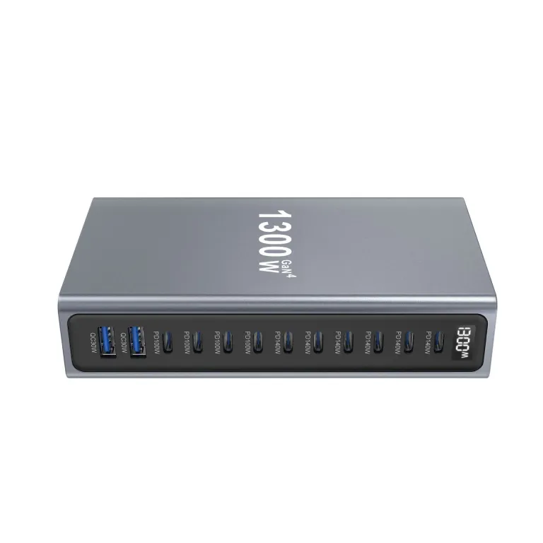 شارژر رومیزی 1200W مدل جدید بین‌المللی 1300W شارژر PD نیترید گالیوم 12 پورت رومیزی