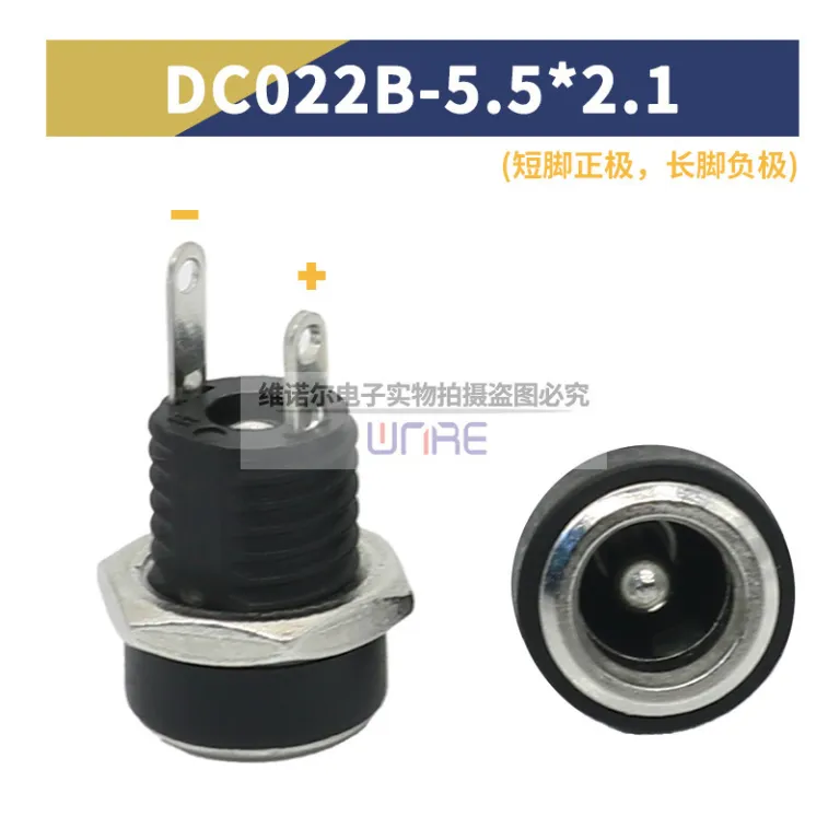 کانکتور فلزی دایرهای ضدآب رزوه‌ای منبع تغذیه DC-022B 5521 5525 سوکت مادگی شارژ DC