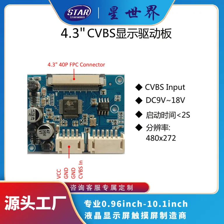 4.3 اینچ برد درایور نمایشگر CVBS