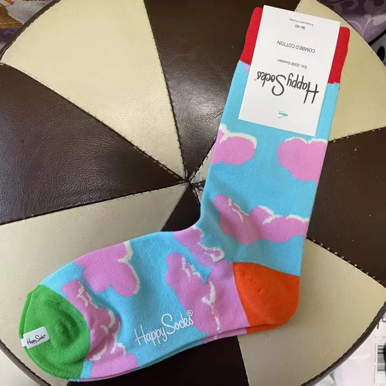 جوراب زنانه رنگارنگ HappySocks طرح کارتونی بامزه مدل اینستاگرامی نیمه‌ساقه بیرونی خیابانی