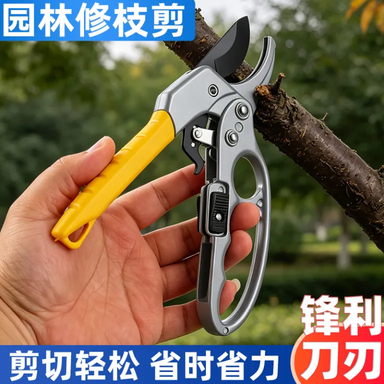 قیچی هرس محافظ دست و کم‌نیرو با طراحی قطعه‌قطعه، ابزار باغبانی برای برش شاخه، قیچی هرس باغ، قیچی پرشی، قیچی درختان میوه