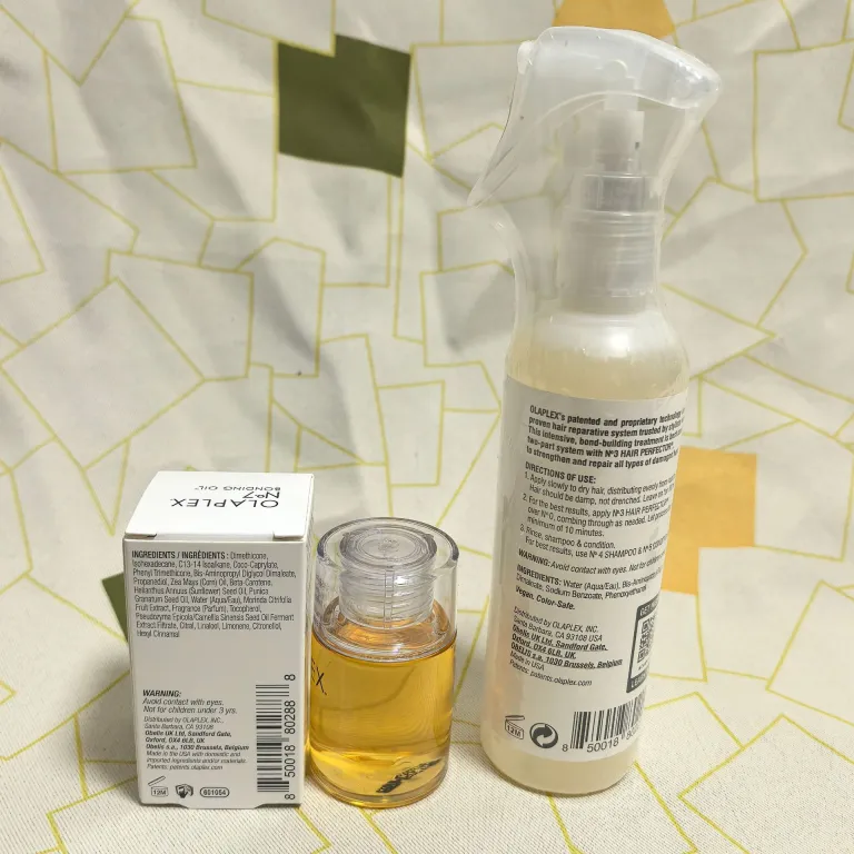 روغن مو OLAPLEX شماره 7 و اسپری ترمیم‌کننده شماره 0، ماسک مو بدون نیاز به آبکشی برای ترمیم موهای رنگ‌شده و آسیب‌دیده