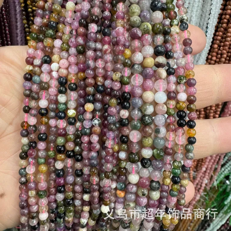 2mm3mm4mm مهره‌های گرد کوچک سنگ طبیعی، لوازم جانبی زیورآلات، آمیتیست، آونتورین سبز، تورمالین، مهره‌های DIY عمده