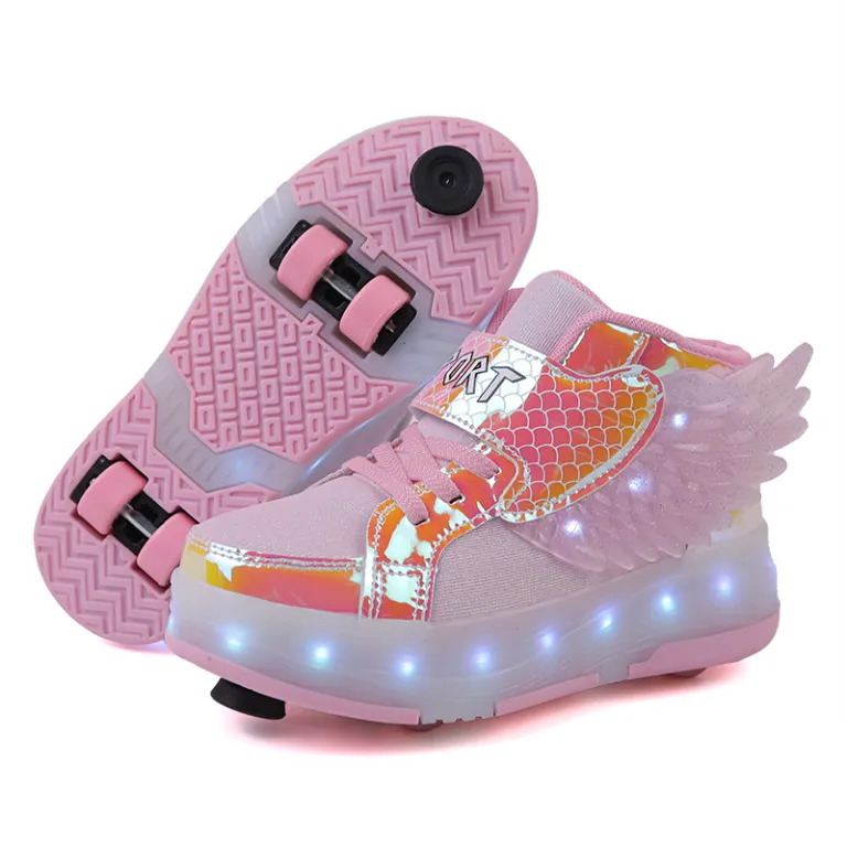 کفش‌های چرخ‌دار هیلیس عمده کارخانه با چراغ LED شارژی، کفش اسکیت چرخ‌دار جمع‌شونده برای کودکان و بزرگسالان