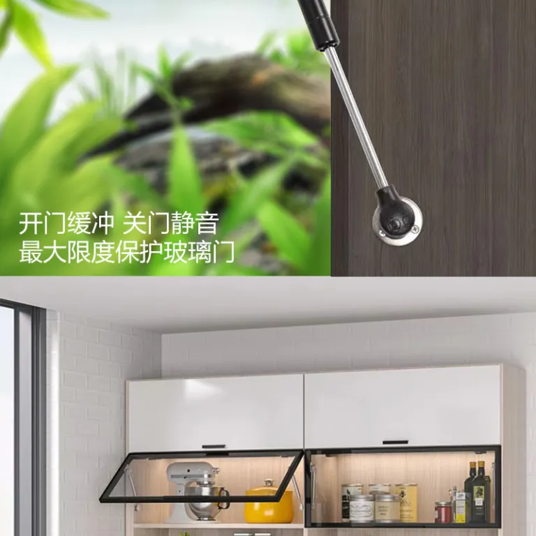 جک آرام‌بند درب کابینت شیشه‌ای، میله پنوماتیک بالابر درب، ضربه‌گیر هیدرولیک کوتاه، توقف در هر موقعیت، تولید کارخانه