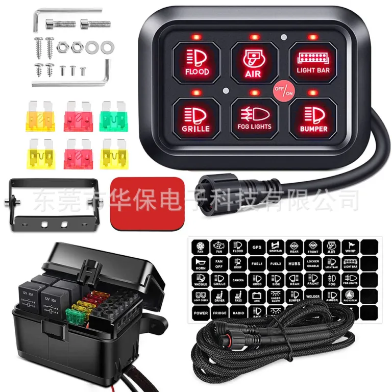 جعبه کنترل چراغهای LED اصلاحشده جیپ رانگلر، پنل کلید 6 کاناله با فیوز و رله