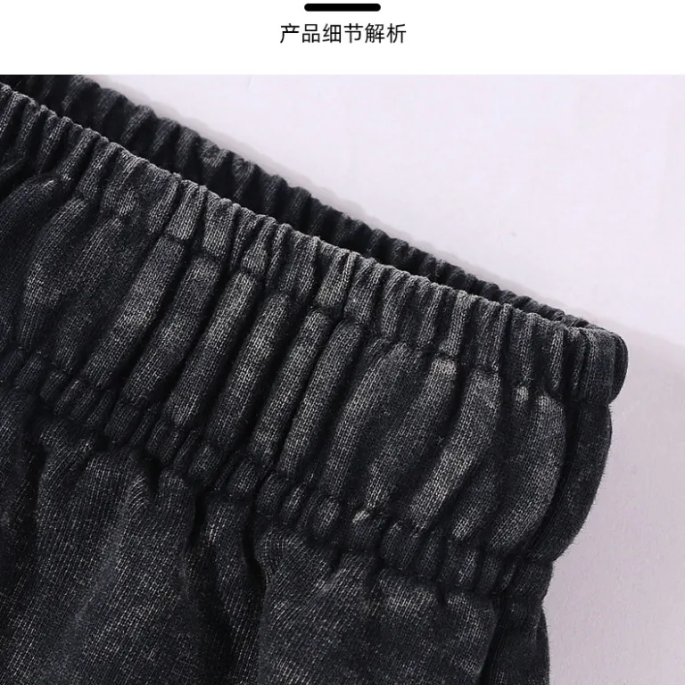 شلوارک جین کراس‌بوردر با شستشوی کهنه‌نما 290g برند خیابانی مردانه گشاد پنج‌جیب اسپرت و راحتی از پارچه سنگین