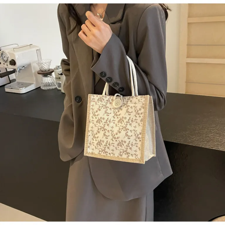 کیف دستی ناهار تابستانی با طرح گل فرانسوی2025 کیف پارچه‌ای دخترانه ژاپنی مناسب استایل روزمره، محل کار و رفت‌وآمد