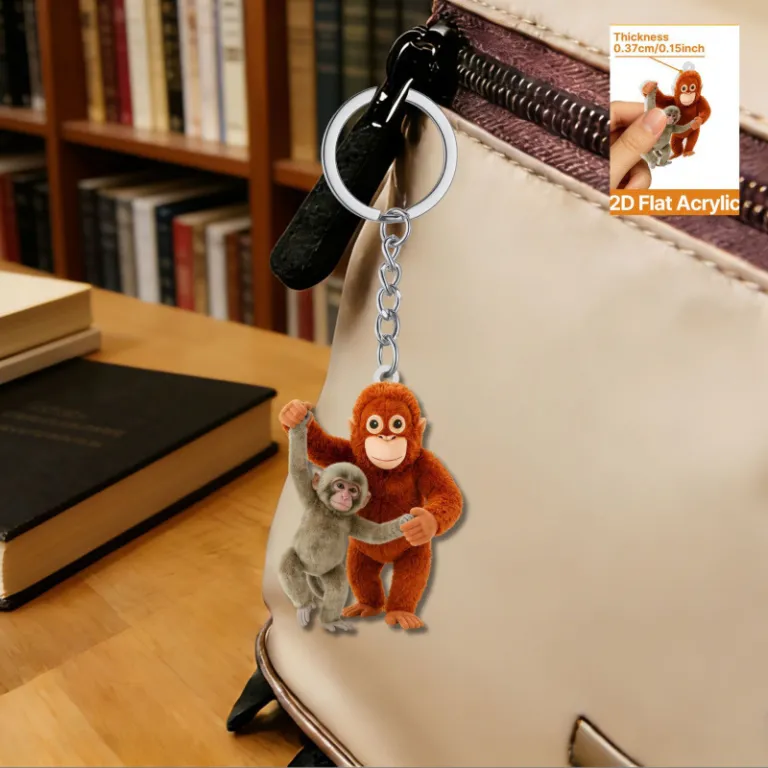 آویز اکریلیک تخت Protect Punch The Monkey طرح اورانگوتان قرمز، محصول جدید صادراتی 2D