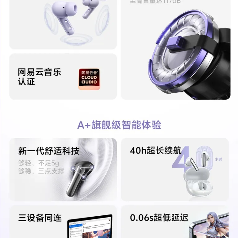QCY N20 هدفون بلوتوث بی‌سیم داخل گوشی با نویز کنسلینگ فعال - 50dB تطبیقی، میکروفون 6 با حذف نویز و عمر باتری طولانی