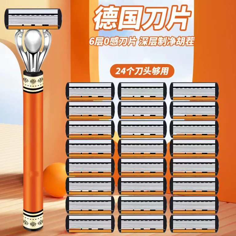 ارسال مستقیم تکی، تیغههای ریشتراش دستی 6 لایه جدید مخصوص آقایان، شش لبه با دسته، سازگار با ژیله