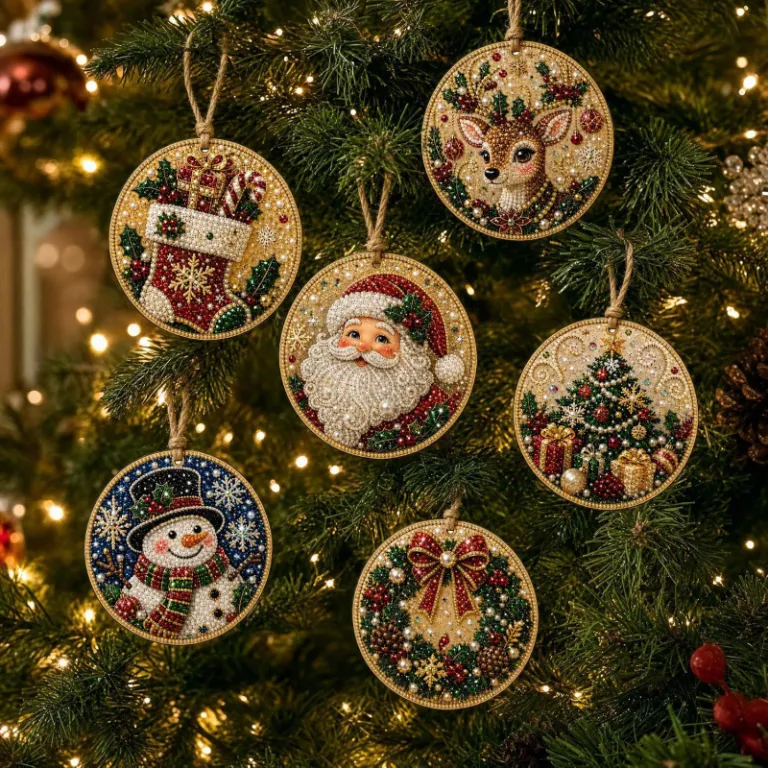 6PCS تزئینات کریسمس چوبی DIY 6 عددی