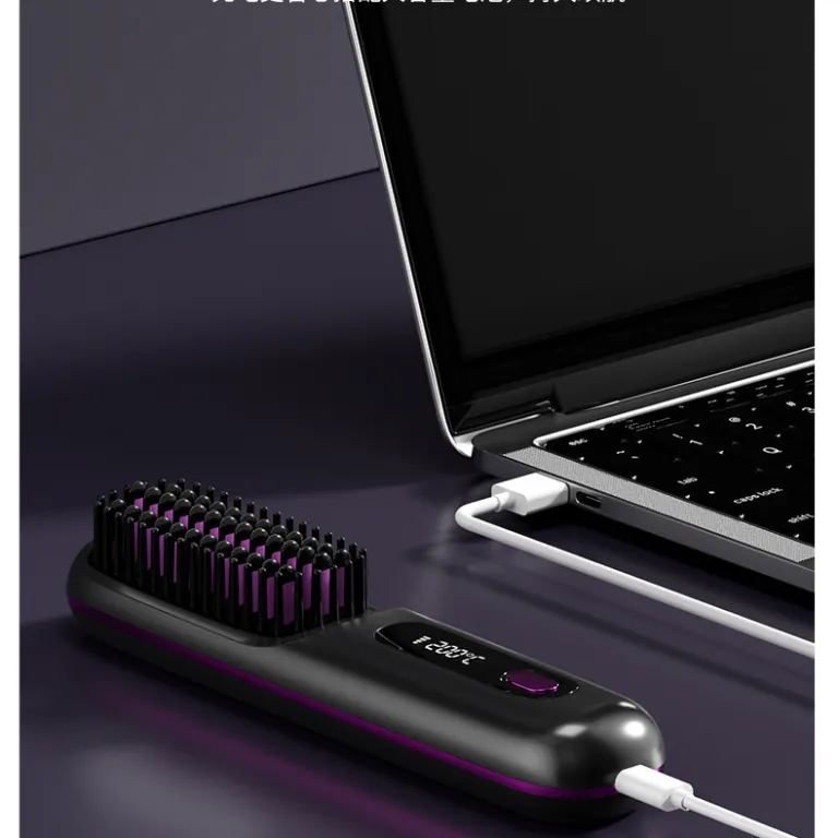 شانه صاف‌کننده مو برقی سرامیکی جدید کراس‌بوردر با نمایشگر LCD و شارژ USB، بی‌سیم قابل حمل با سه سطح دما