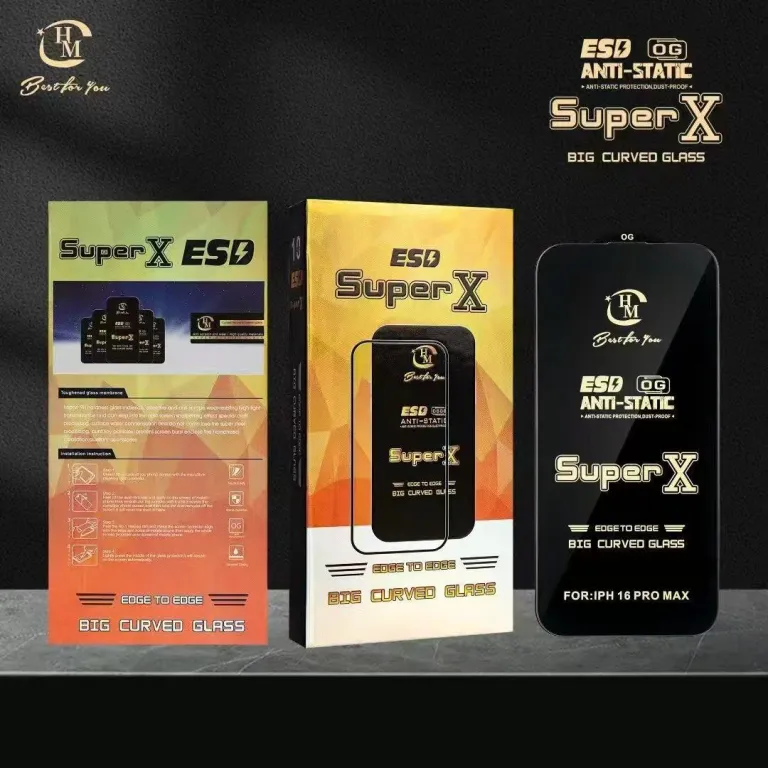 محافظ صفحه نمایش شیشه‌ای ضد الکتریسیته ساکن Super X مناسب برای 17promax/16 سری اپل 15 ضد گرد و غبار تمام صفحه