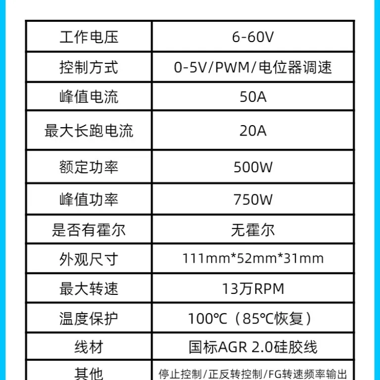 24V48V60V750W برد درایو کنترلر موتور براشلس DC سه‌فاز پرقدرت توقف معکوس تنظیم سرعت