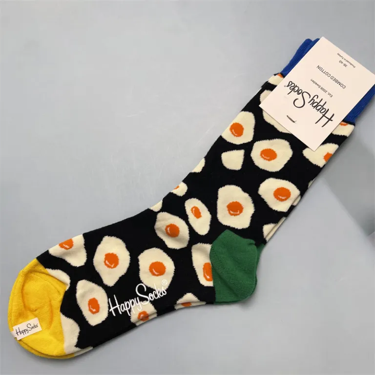 جوراب زنانه رنگارنگ HappySocks طرح کارتونی بامزه مدل اینستاگرامی نیمه‌ساقه بیرونی خیابانی