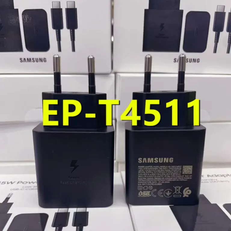 T4511 شارژر اورجینال سامسونگ 45w آداپتور Note20/S25/Zfold6 استاندارد اروپا 45W سوپر فست شارژ
