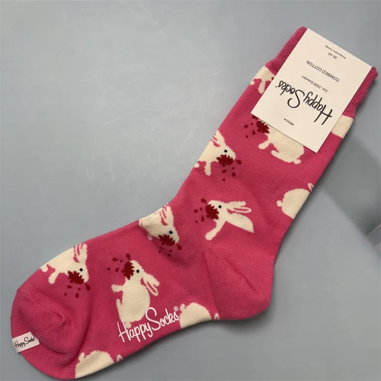 جوراب زنانه رنگارنگ HappySocks طرح کارتونی بامزه مدل اینستاگرامی نیمه‌ساقه بیرونی خیابانی