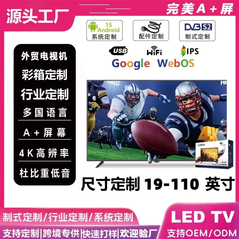 تلویزیون LED چندزبانه 55 اینچ قابل نصب توکار و دیواری برای هتل، تجاری و خانگی، فروش مستقیم کارخانه