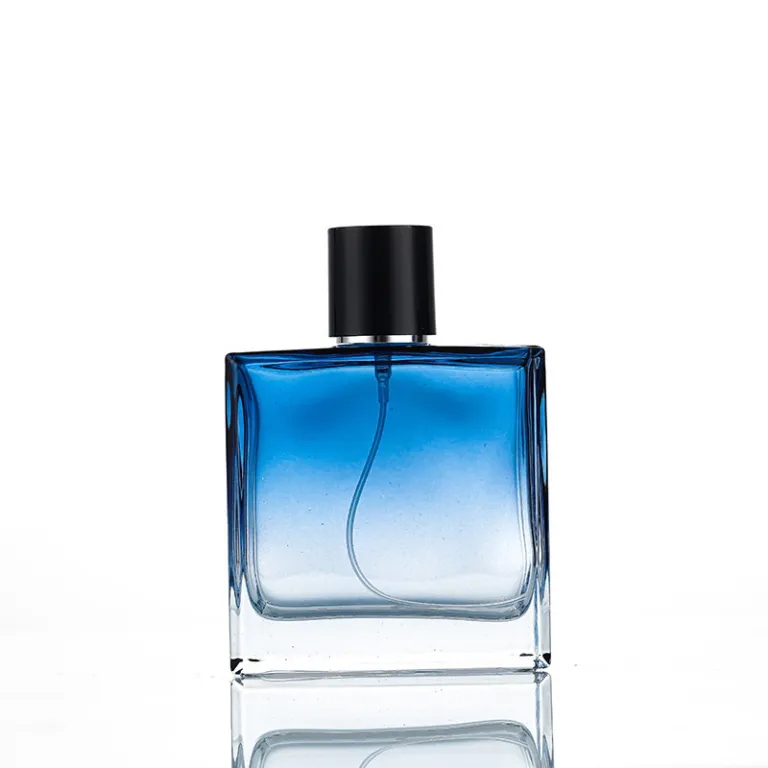 50ml بطری اسپری عطر شیشه‌ای 100ml بطری لوازم آرایشی تخت و مربعی با پمپ فشاری، بطری تقسیم عطر با چاپ لوگو